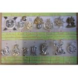 Brigade Cap Badges 1958-1970 - A display board of fourteen with lowlands, Home Counties,