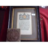 Death Plaque to Driver John Wilson, Royal Artillery with original cardboard case of posting and