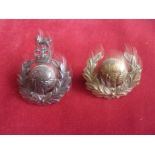 Royal Marines EIIR Cap Badges (2), (Bronze and gilding-metal), both have two lugs. K&K: 2101