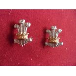 Leinster Regiment WWI Officers Collar badges (Bi-metal), two lugs each.