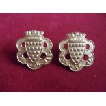 Duke of Cornwall's Light Infantry Victorian Post 1884 Collar Badges (Gilt), lugs. A scarce pair.