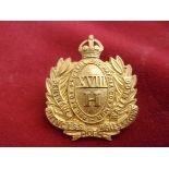 The 18th (Queen Mary's Own) Royal Hussars 1905-1910 Officers Cap Badge (Gilt), two lugs. K&K: 787