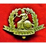 The Norfolk Regiment WWI Forage War Economy Cap Badge (Brass), two lugs. K&K: 599
