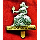 The Norfolk Regiment WWII Sergeants Cap Badge (Bi-metal), slider. K&K: 1956