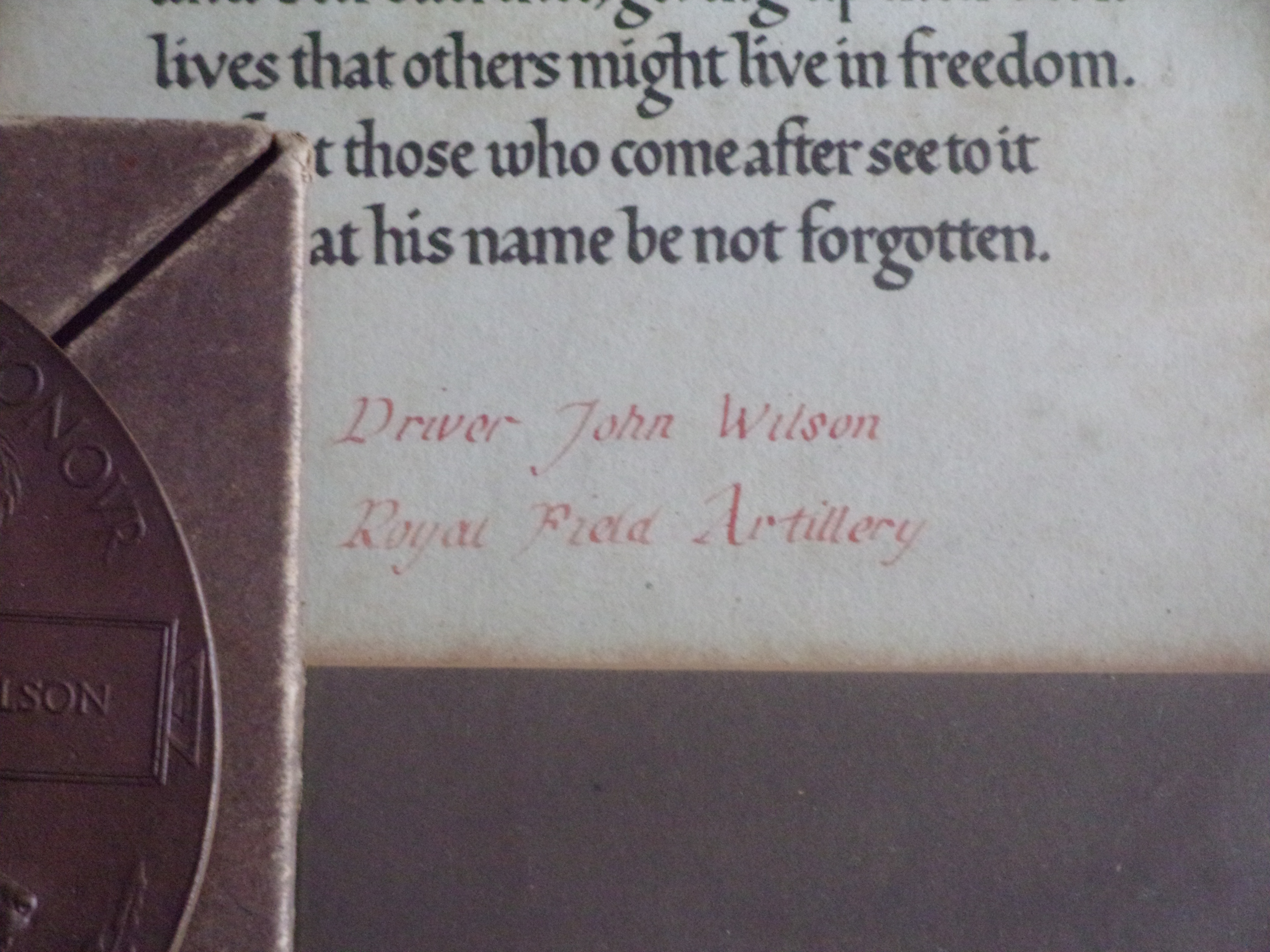 Death Plaque to Driver John Wilson, Royal Artillery with original cardboard case of posting and - Image 3 of 3