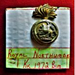 Royal Northumberland Fusiliers cap bade (Bi-metal) slider, K&K: 1972