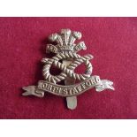 The Price of Wales's (North Staffordshire Regiment) WWI War Economy Cap Badge (Brass), slider. K&