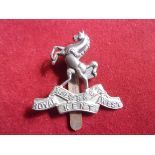 The Queen's Own (Royal West Kent Regiment) WWI Officers Cap Badge (White-metal), slider and made J.