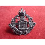 The Essex and Suffolk Cyclist Battalion Officers WWI Cap Badge (Blackened-brass), tab fitting. K&