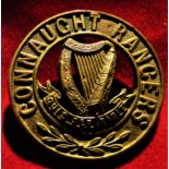 Connaught Rangers Other Ranks Helmet Plate issued between 1881-1914, (Gilding-metal), two lugs, this