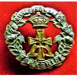 Alexandra, Princess of Wales's Own (Yorkshire Regiment) Forage Cap Badge (Bi-metal), two lugs. K&