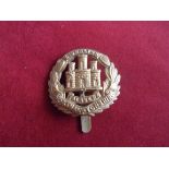 Northamptonshire Regiment WWI War Economy Forage Cap Badge (Brass), slider. K&K: 2008