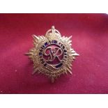 Royal Army Service Corps WWII Officers Forage Cap Badge (Gilt and enamel), two lugs, one soldered