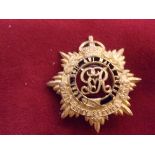 Royal Army Service Corps WWI Officers Forage Cap Badge (Gilt and enamel), tab fitting. K&K: 991