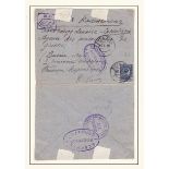 Russia 1915 Censored Mail Env cancel 14.5.1915 Luga on SG113a, Rev cachet 1st Reserve Artillery