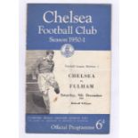 Chelsea v Fulham 1950 9th December Football League Division 1 rusty staples team change & score in