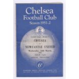 Chelsea v Newcastle United 1952 12th March Football League Division 1 rusty staples team change in