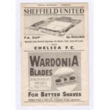 Sheffield United v Chelsea 1952 8th March F.A. Cup 6th Round vertical crease