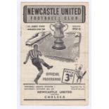 Newcastle v Chelsea 1951 20th October Football League Division 1 horizontal & vertical crease