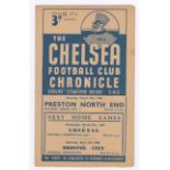 Chelsea v Preston North End 1948 27th March League Division 1 team change in pen