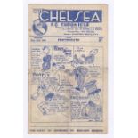 Chelsea v Portsmouth 1947 26th May League Division 1 horizontal & vertical crease grubby score in