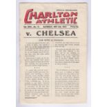 Charlton Athletic v Chelsea 1950 4th November League Division 1 vertical crease