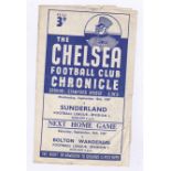 Chelsea v Sunderland 1947 10th September League Division 1 team change in pencil
