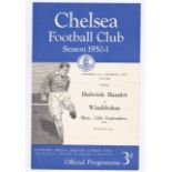 Dulwich Hamlet v Chelsea 1950 11th September London FA Charity Cup horizontal crease score in pen