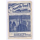 Preston North End v Chelsea 1948 18th September League Division 1 rusty staple scruffy