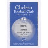 Chelsea v Chester 1952 12th January F.A. Cup Third Round rusty staples horizontal crease