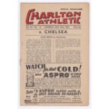 Charlton Athletic 1947 25th October League Division 1 score, team changes in pencil rusty staple
