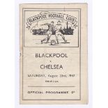 Blackpool v Chelsea 1947 23rd August League Division 1 staple rust hole