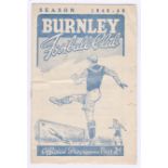 Burnley V Chelsea 1949 19th February League Division 1 vertical crease