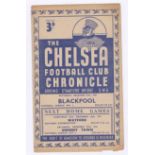 Chelsea v Blackpool 1947 20th December League Division 1 score in pencil