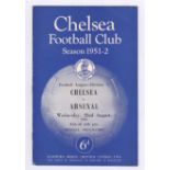 Chelsea v Arsenal 1951 22nd August Football League Division 1 rusty staples vertical fold