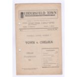 Huddersfield Town v Chelsea 1947 6th September League Division 1 horizontal & vertical creases