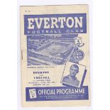 Everton v Chelsea 1948 14th April League Division 1 horizontal & vertical creases