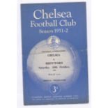 Chelsea v Brentford 1951 20th October Football Combination horizontal crease