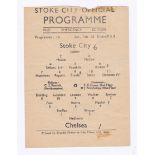 Stoke City v Chelsea 1947 15th February League Division 1 score in pen top edge scruffy Fuel
