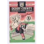 Derby County v Chelsea 1948 23rd October League Division 1, hole punched left