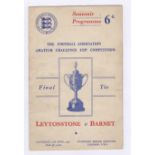 Leytonstone v Barnet 1948 17th April FA cup Amateur Final vertical crease pages loose, no staple