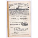 Grimsby Town v Chelsea 1947 25th December League Division 1 vertical crease team change in pencil