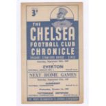 Chelsea v Everton 1947 20th September League Division 1 horizontal crease score in pencil