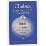 Chelsea v Liverpool 1951 25th August Football League Division 1 rusty staples