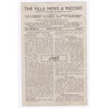 Villa News 1947 29th March League Division 1 Chelsea v Aston Villa