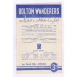 Bolton Wanderers v Chelsea 1952 15th March Football League Division 1 rusty staple horizontal