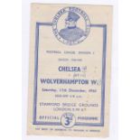 Chelsea v Wolverhampton Wanderers 194711th December League Division 1 vertical creases score &