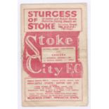 Stoke City v Chelsea 1948 2nd October League Division 1 rusty staple hole