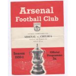 Arsenal v Chelsea 1951 26th March Football Combination Cup horizontal & vertical creases fragile