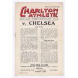 Charlton Athletic v Chelsea 1952 4th October League Division 1 vertical crease